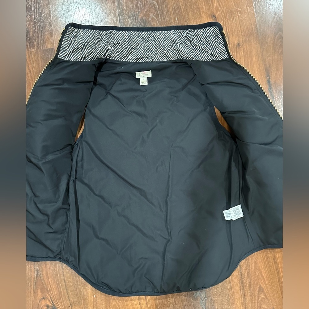 J Crew Women's Fall Vest Black Herringbone Quilted Full Zip Up Mock Neck Size XS - Picture 5 of 6